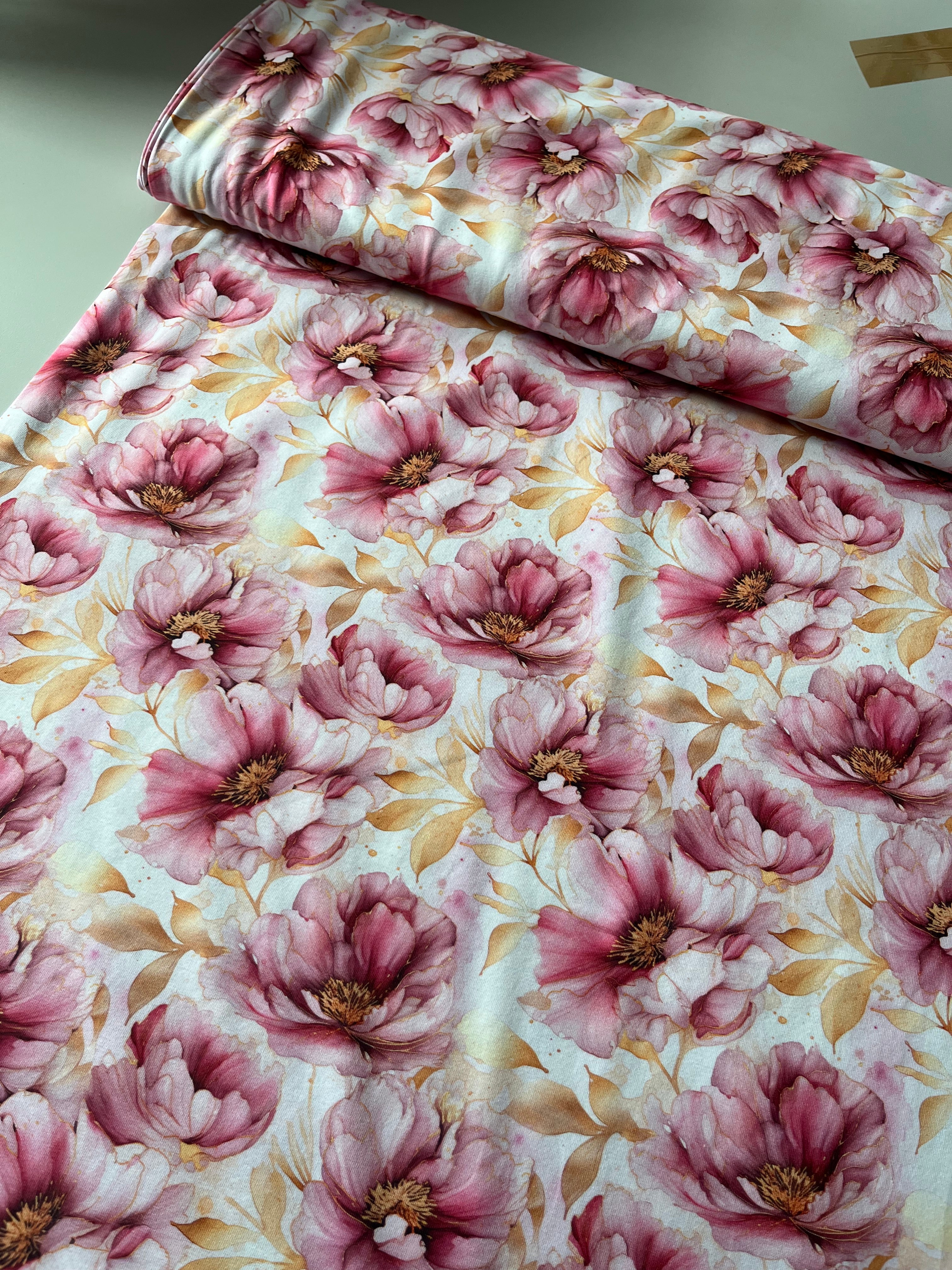 Pinke Blumen Jersey Lagerware